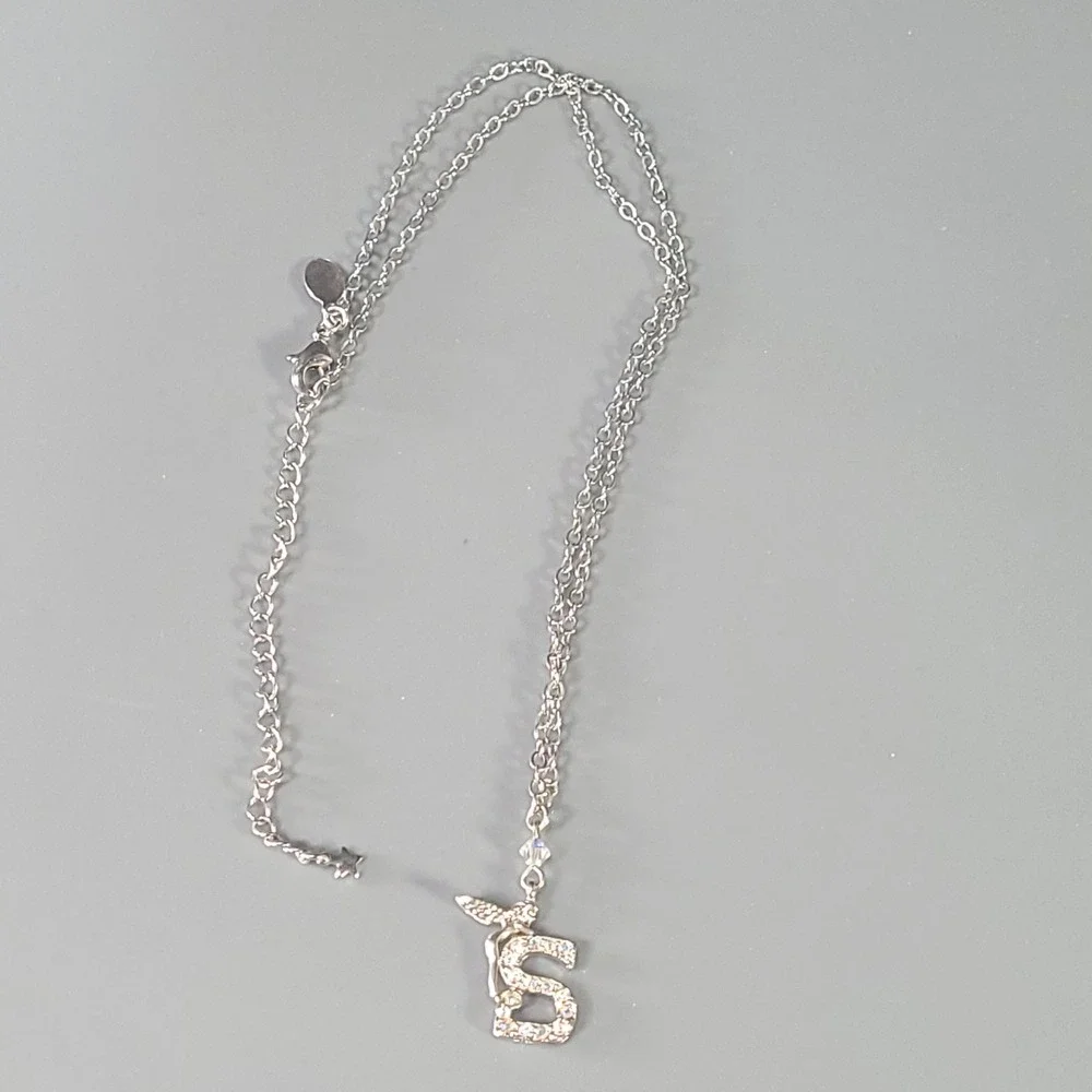 Kirks Folly Fairy Initial S Pendant Necklace Women Silver Aurora Borealis